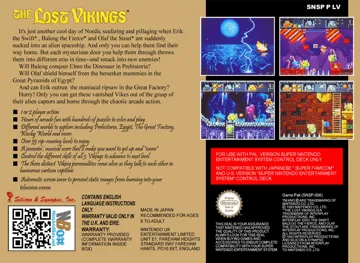 Lost Vikings, The (USA) box cover back